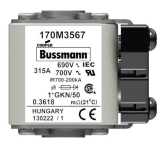 Быстродействующий предохранитель Cooper Bussmann 170M3567, 690V 315.0A, AR 1*GKN/50