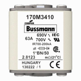 Быстродействующий предохранитель Cooper Bussmann 170M3410, 690V 63.0A, AR 1*BN/50